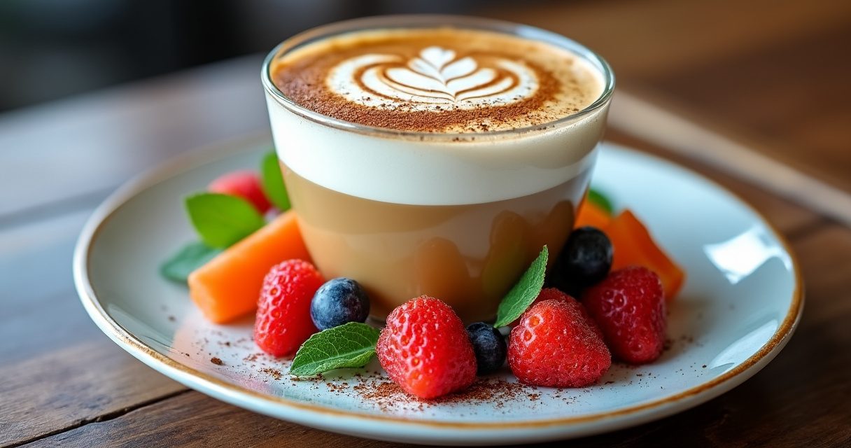 Flat White mit dünner Schicht samtigem Mikroschaum in einer kleinen Tasse